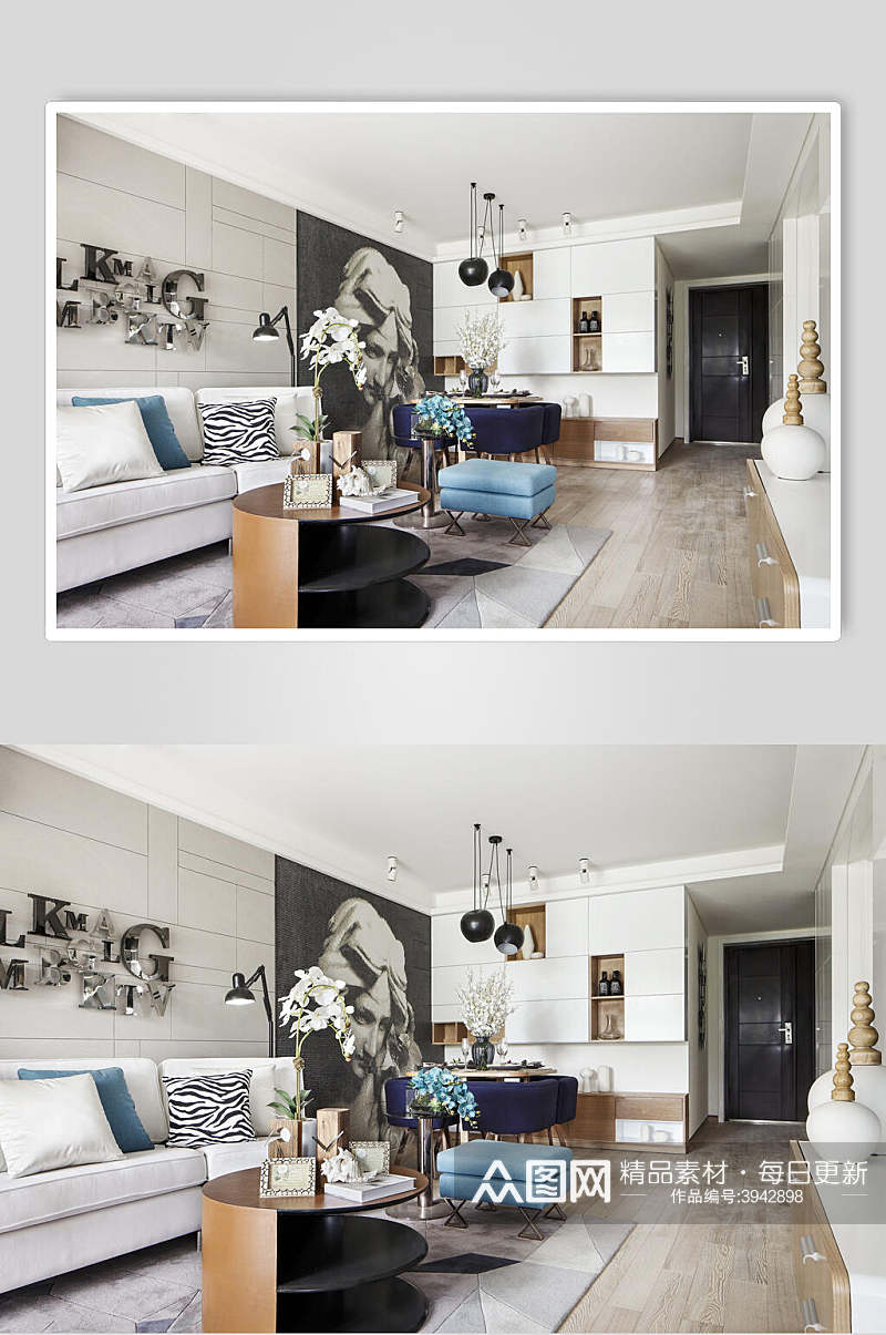 白色沙发北欧风格客厅室内图片素材