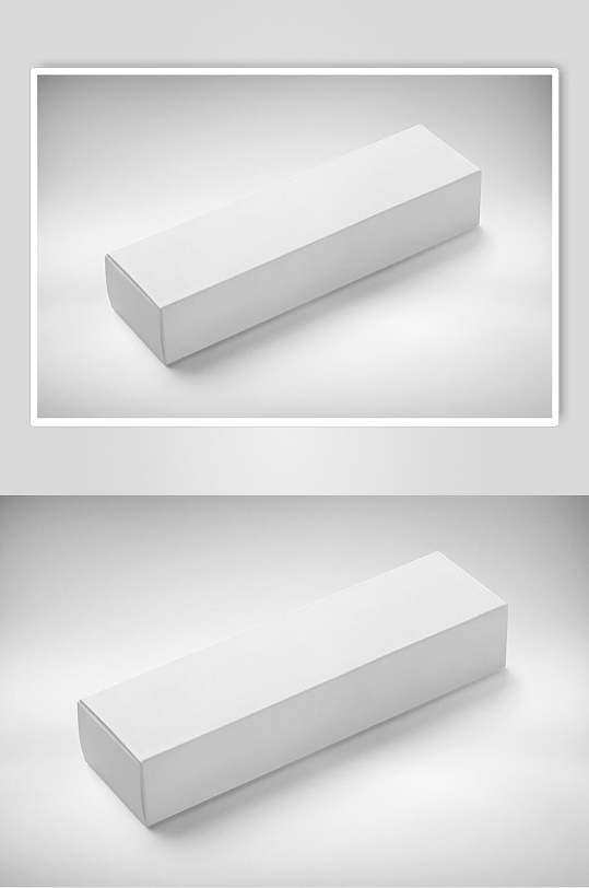 立体阴影正视图灰长型盒子样机-众图网