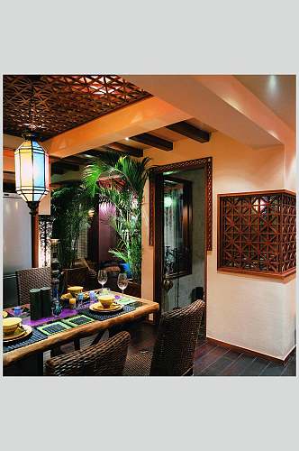 大气植物餐桌东南亚风格样板房图片