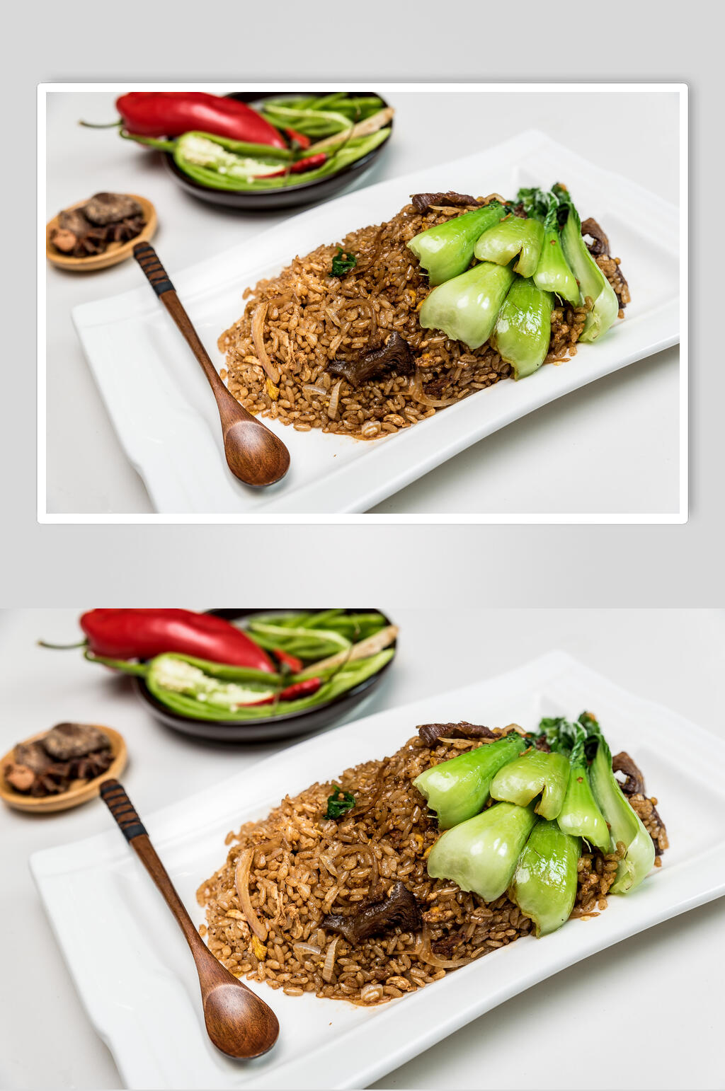 青菜酱油炒饭美食高清图片素材