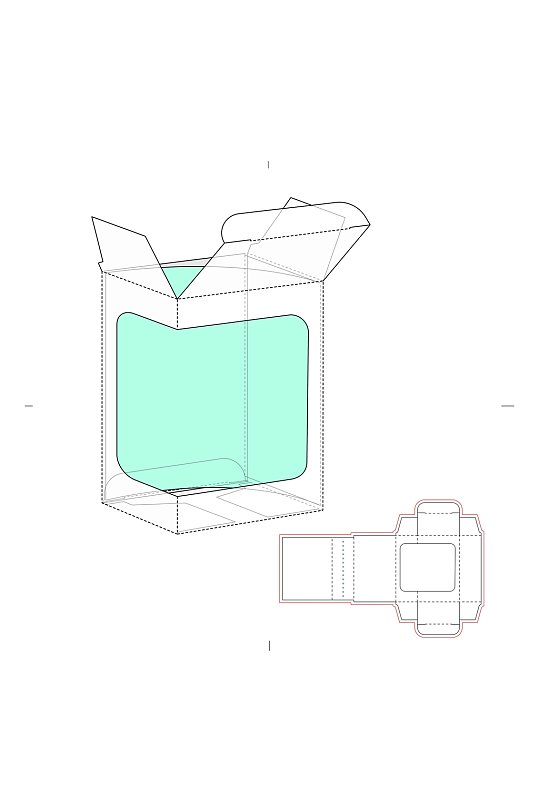 详细分解礼盒纸箱包装刀线盒展开图