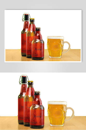 杯子红黄高端大气啤酒贴图包装样机