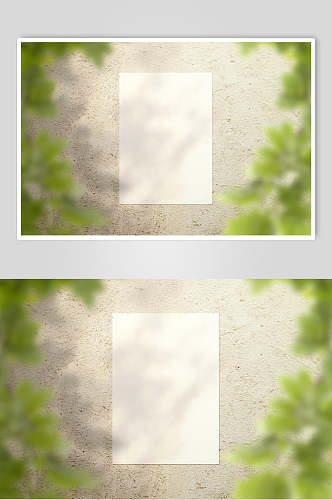 叶子墙壁光线长方形绿海报样机