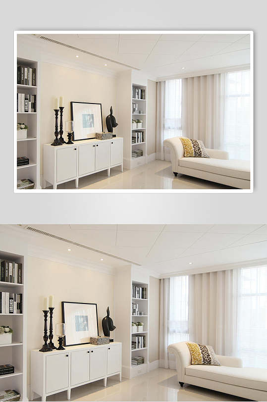 白色时尚简约室内装修欧式别墅图片