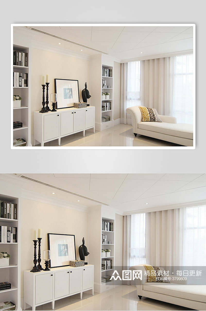 白色时尚简约室内装修欧式别墅图片素材