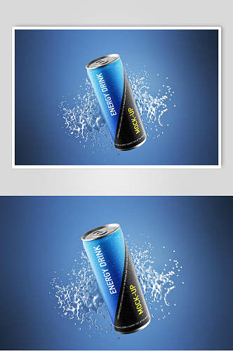 蓝色水波纹罐装饮料瓶样机