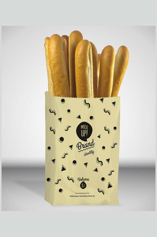 法棍纸袋披萨面食面包包装样机