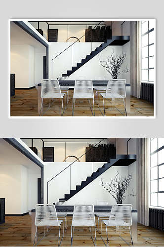 楼梯透明椅子银灰北欧风格室内图片