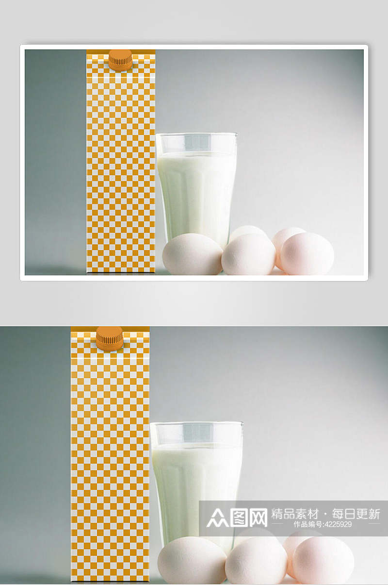 方格液体鸡蛋盒装牛奶包装样机素材