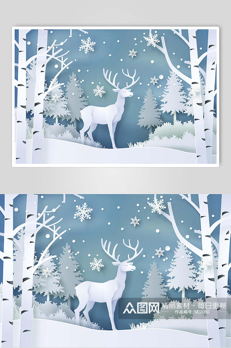 精美麋鹿创意圣诞海报矢量素材素材