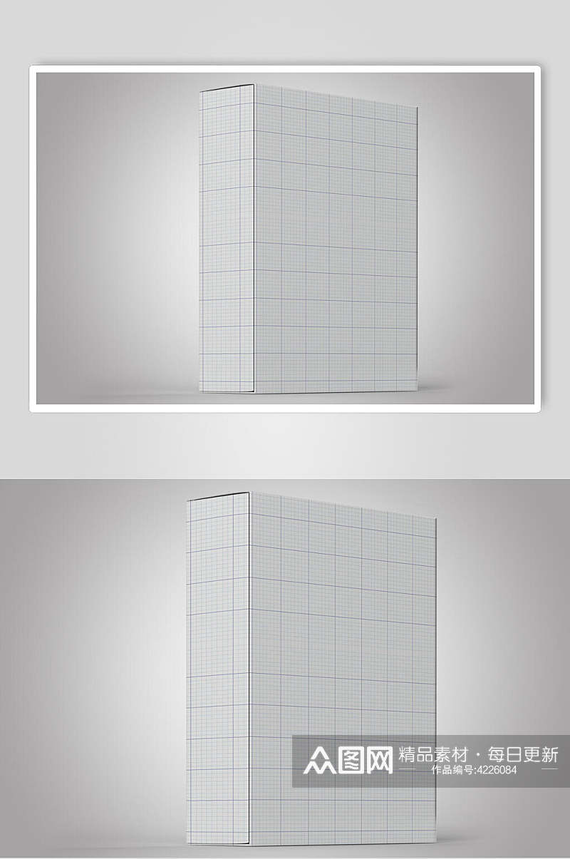 方格线条正视图立体方形盒子样机素材