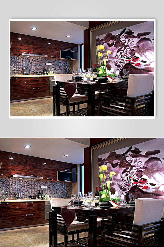墙绘餐厅厨房东南亚风格样板房图片
