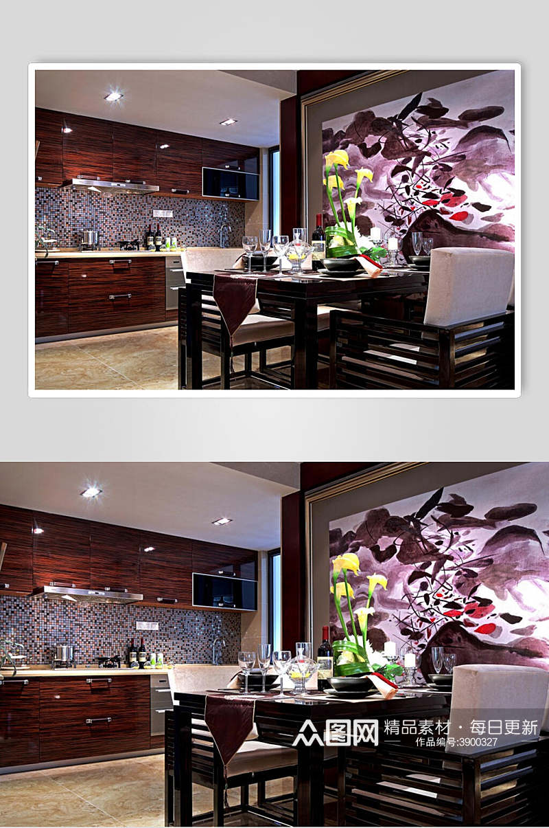 墙绘餐厅厨房东南亚风格样板房图片素材