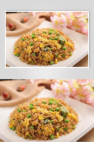 豌豆玉米炒饭美食图片