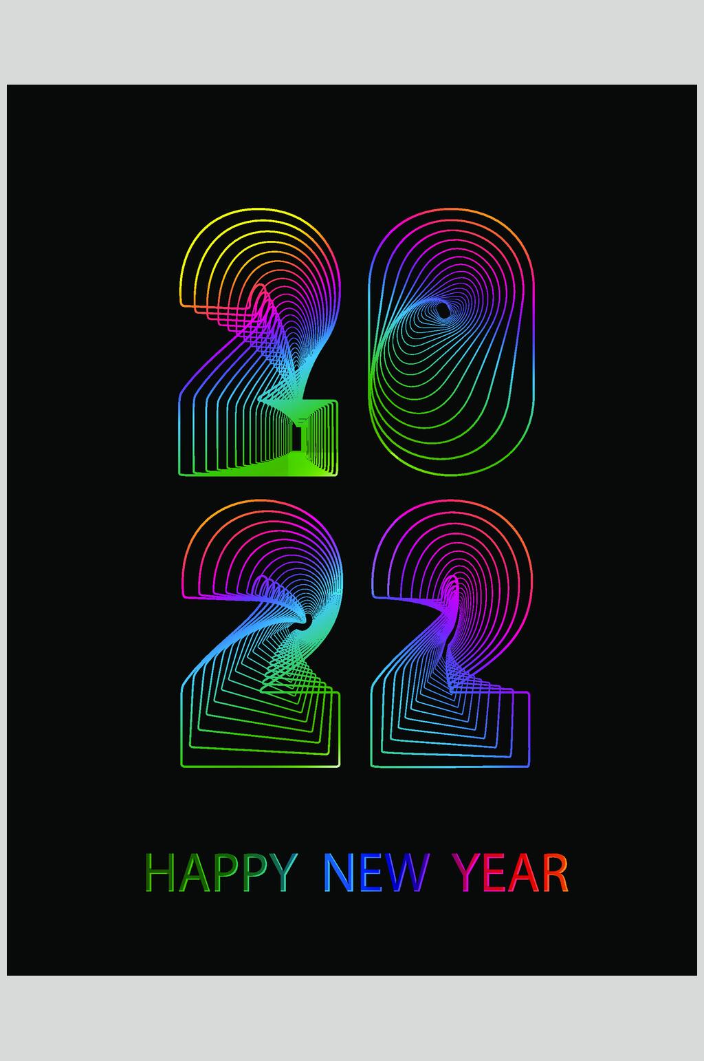 黑色炫彩虎年新年字体矢量设计素材素材
