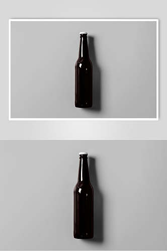 黑色立体留白简约瓶子啤酒瓶体样机