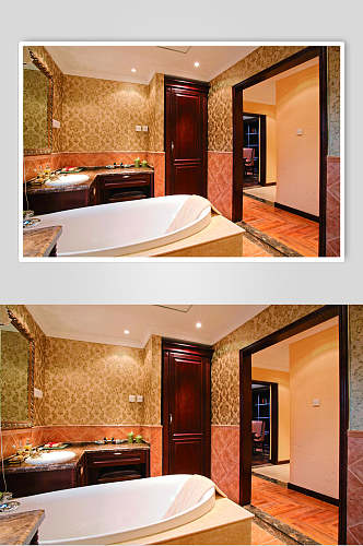 欧式浴缸浴室法式别墅样板间图片