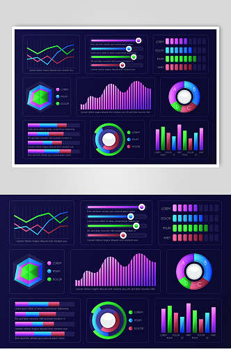 多彩大气数据图标图表矢量素材 科技数据图表元素