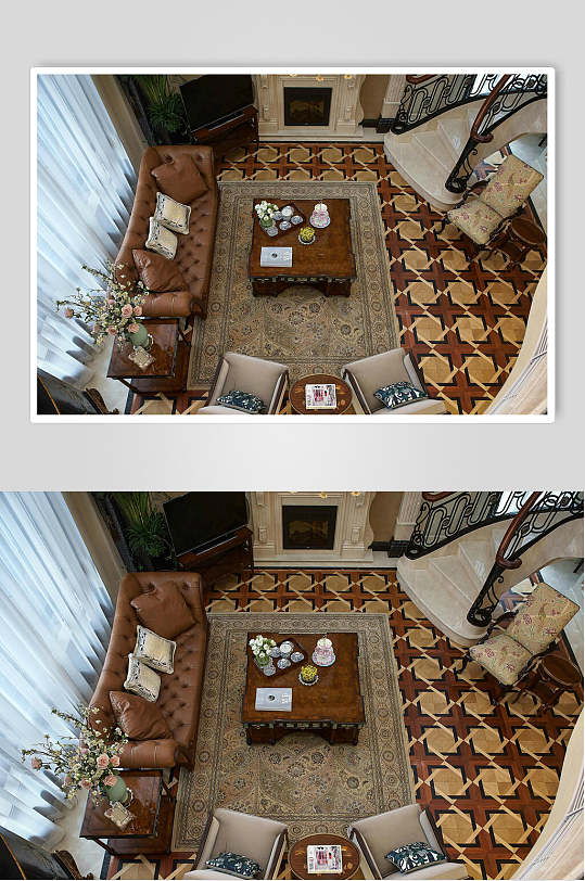地毯抱枕沙发花朵简约大气优雅欧式别墅图片