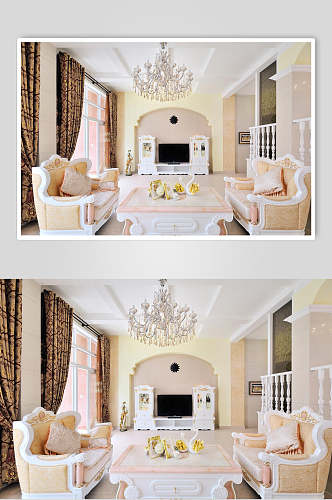 豪华大气室内客厅精装欧式别墅图片