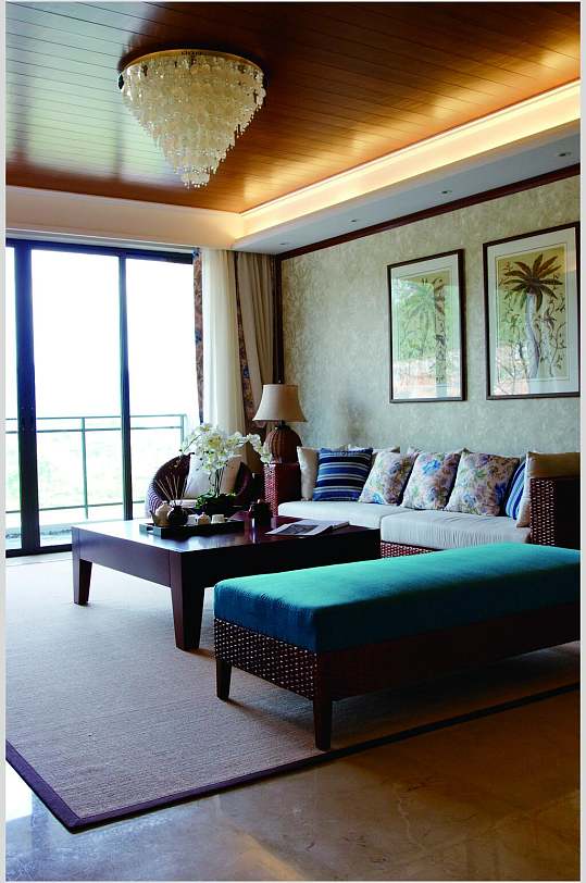 现代大气沙发东南亚风格样板房图片