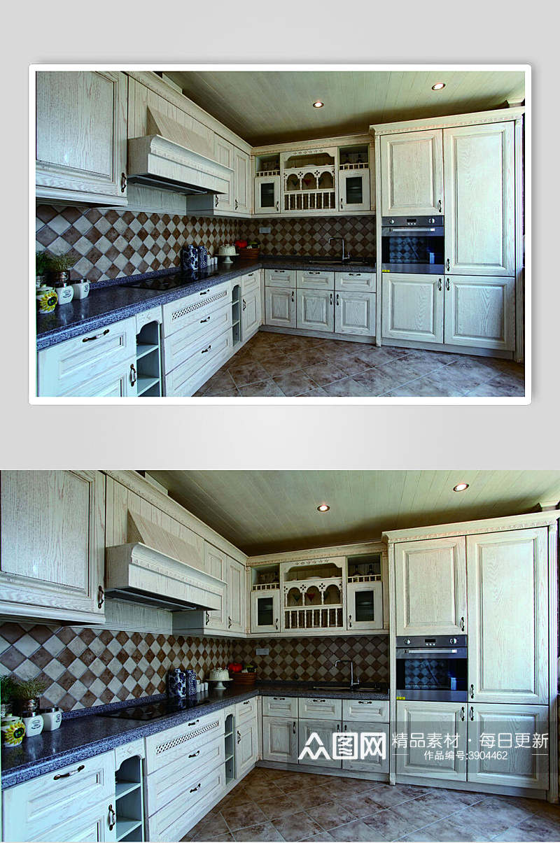 创意大气厨房法式别墅样板间图片素材