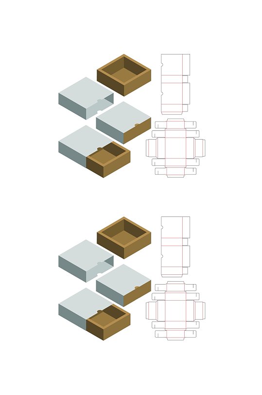 详细分解刀线包装盒展开图