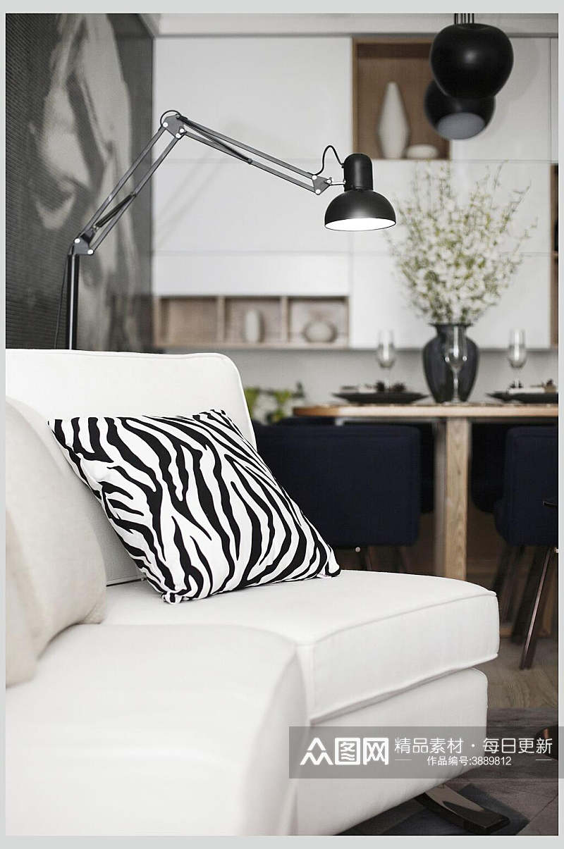 斑马纹抱枕北欧风格室内图片素材