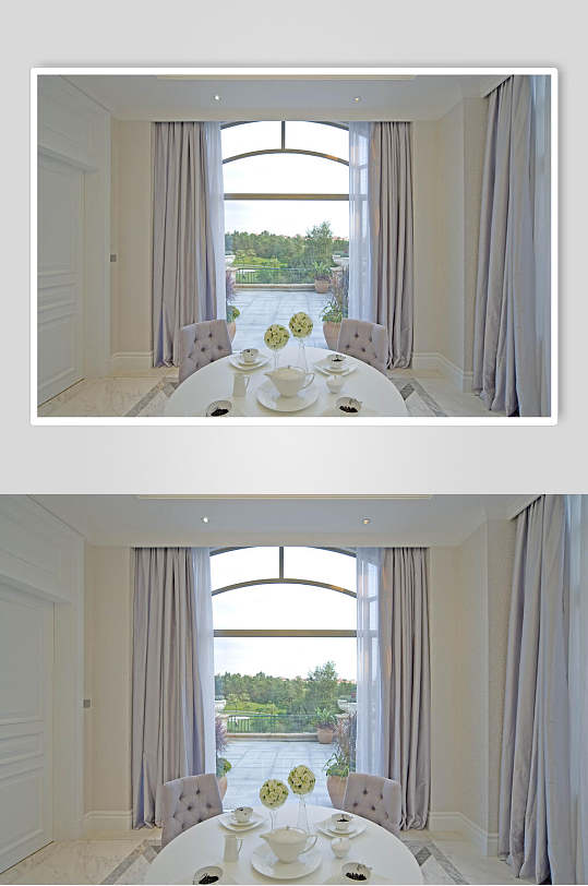 白色高端大气窗户圆桌欧式别墅图片