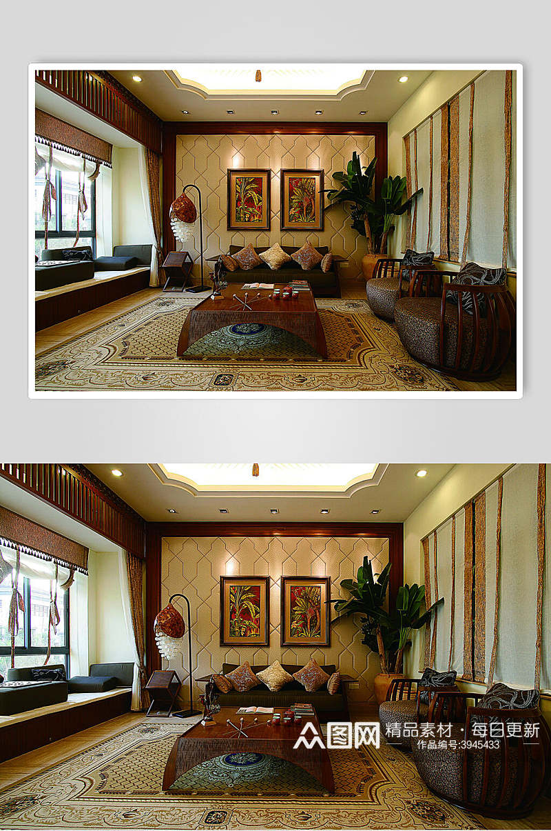 地毯植物大气东南亚风格样板房图片素材