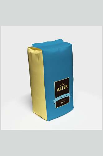 蓝黄清新高端大气咖啡豆包装样机