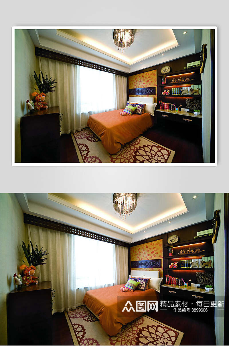 简约高端房间东南亚风格样板房图片素材