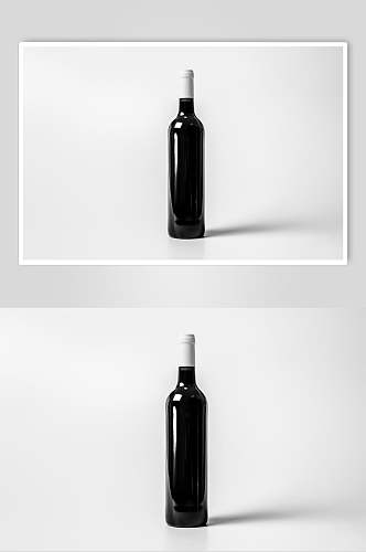 黑色立体留白阴影极简红酒瓶样机