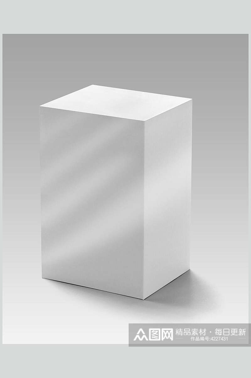 立体方形阴影灰竖版包装盒样机素材