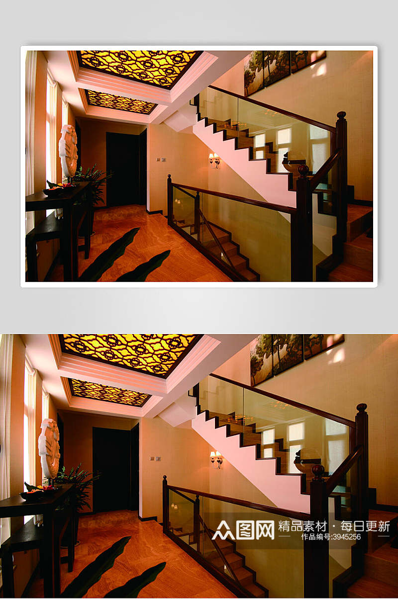 高端楼梯壁灯东南亚风格样板房图片素材