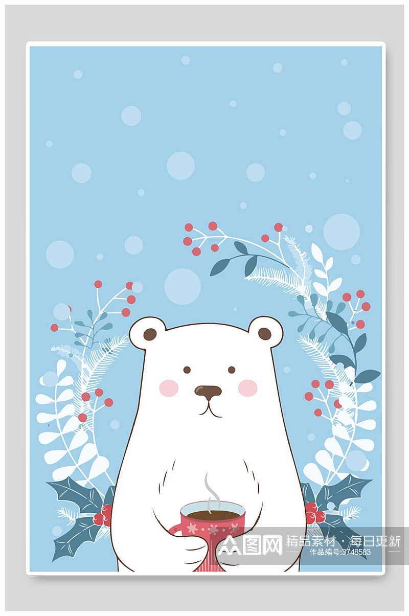 卡通可爱动物大白熊插画素材