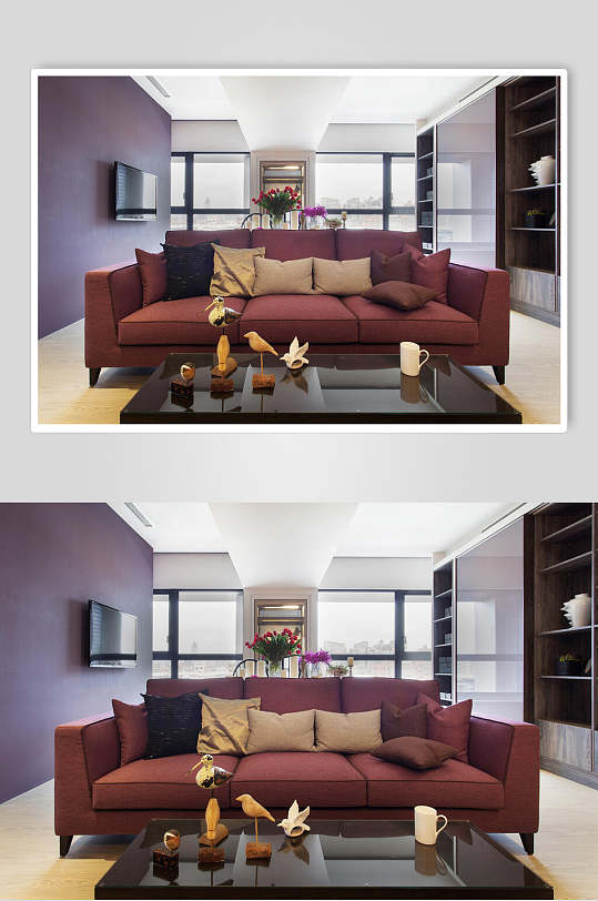 时尚现代风简约设计沙发紫色港风家装图片