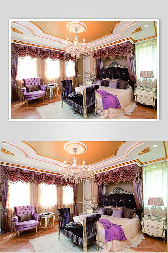 紫色沙发法式别墅样板间图片