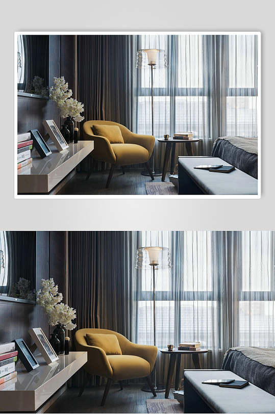 桌椅窗帘灯具花朵北欧风格室内图片