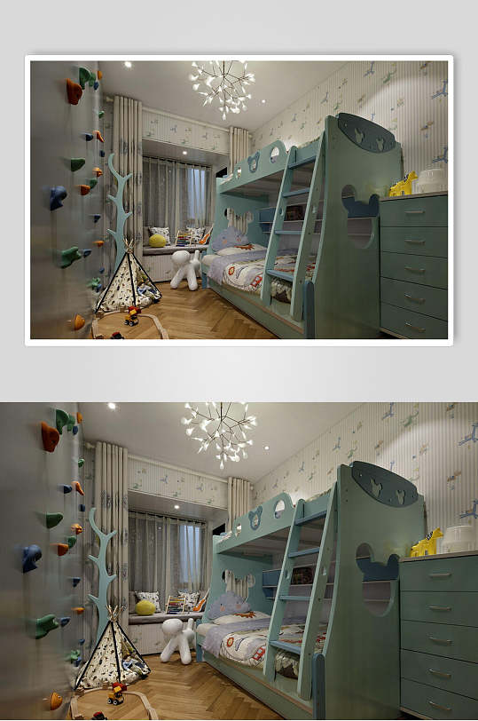 儿童卧室上下床北欧风格室内图片
