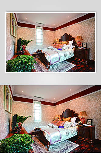 个性植物床头柜法式别墅样板间图片