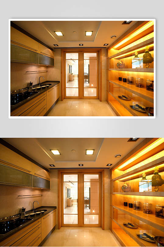 大面积厨房设计时尚现代简约风现代装修图片
