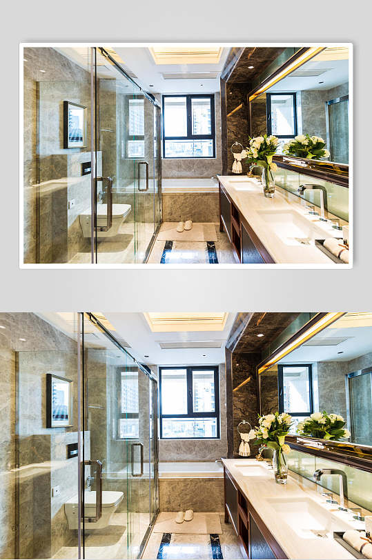 洗漱池浴室窗户花朵优雅现代简约家居图片