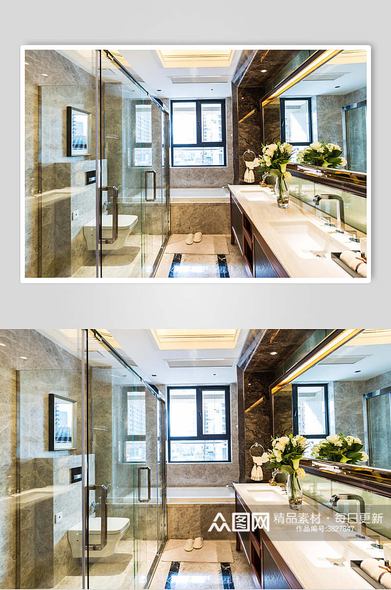洗漱池浴室窗户花朵优雅现代简约家居图片素材