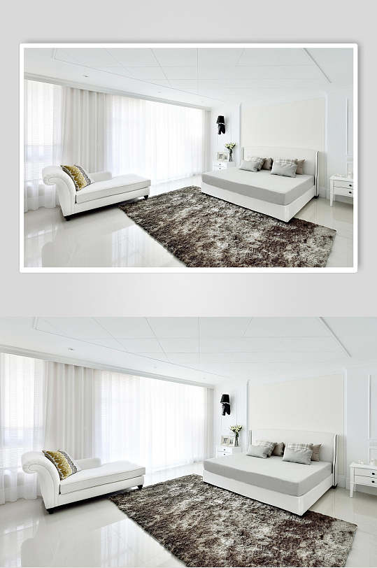 白色时尚卧室床沙发别墅图片