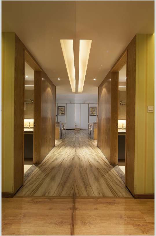 走廊长形灯温馨黄北欧风格室内图片