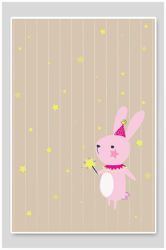 卡通可爱动物粉色兔子星星插画