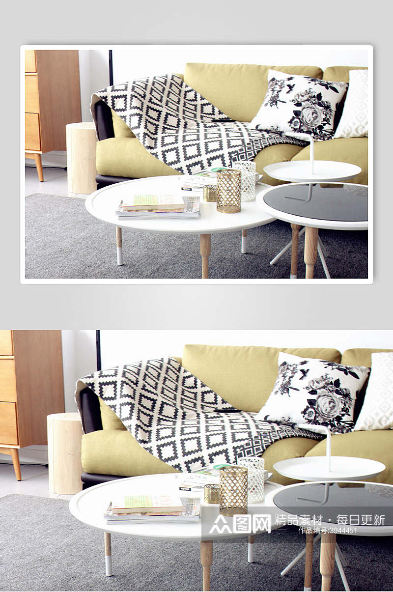 现代格子毯子北欧风格室内图片素材