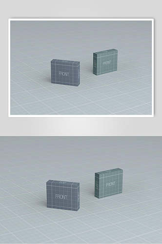 立体方形远景线条方格包装盒样机