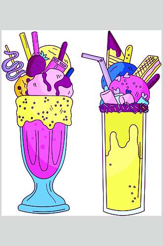 食品冰淇淋甜品插画矢量设计元素素材
